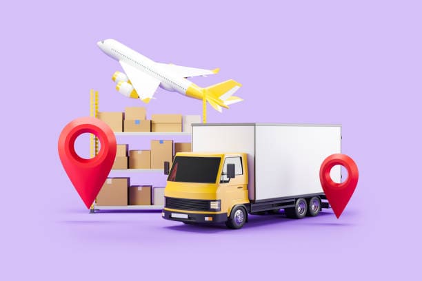 logistica. Un camión y un avión